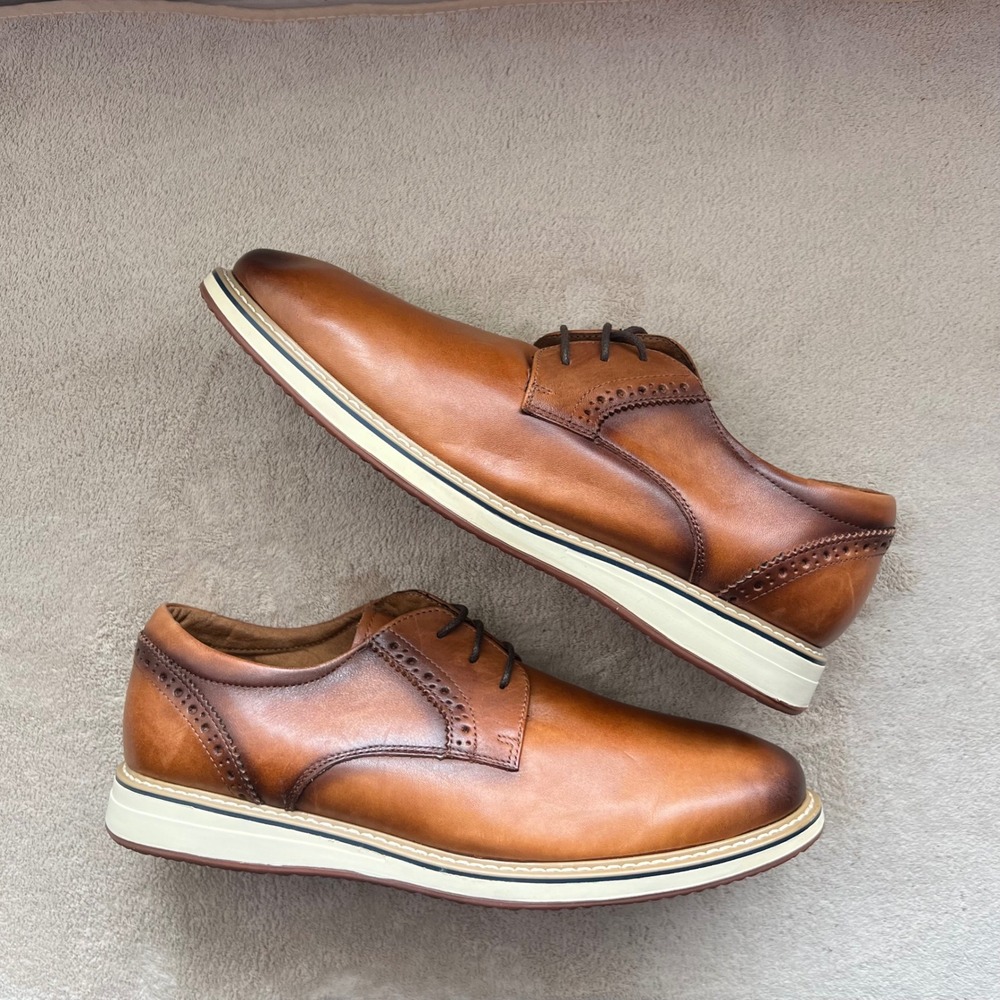 Steve Madden Brelman Men 8M Burnished Cognac Brown Leather Oxford Dress Shoes